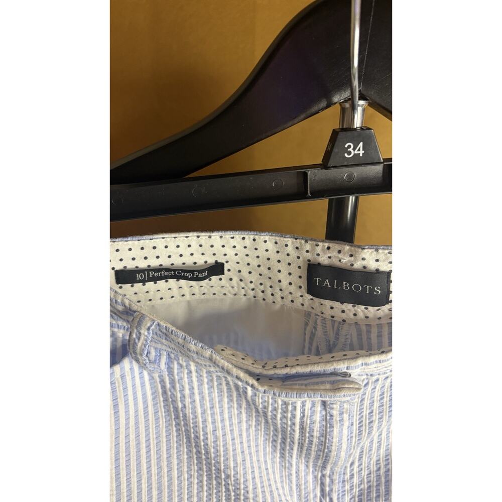 Talbots Women's Striped Perfect Crop Seersucker Nautical Pants Size 10 Resort - Picture 4 of 6